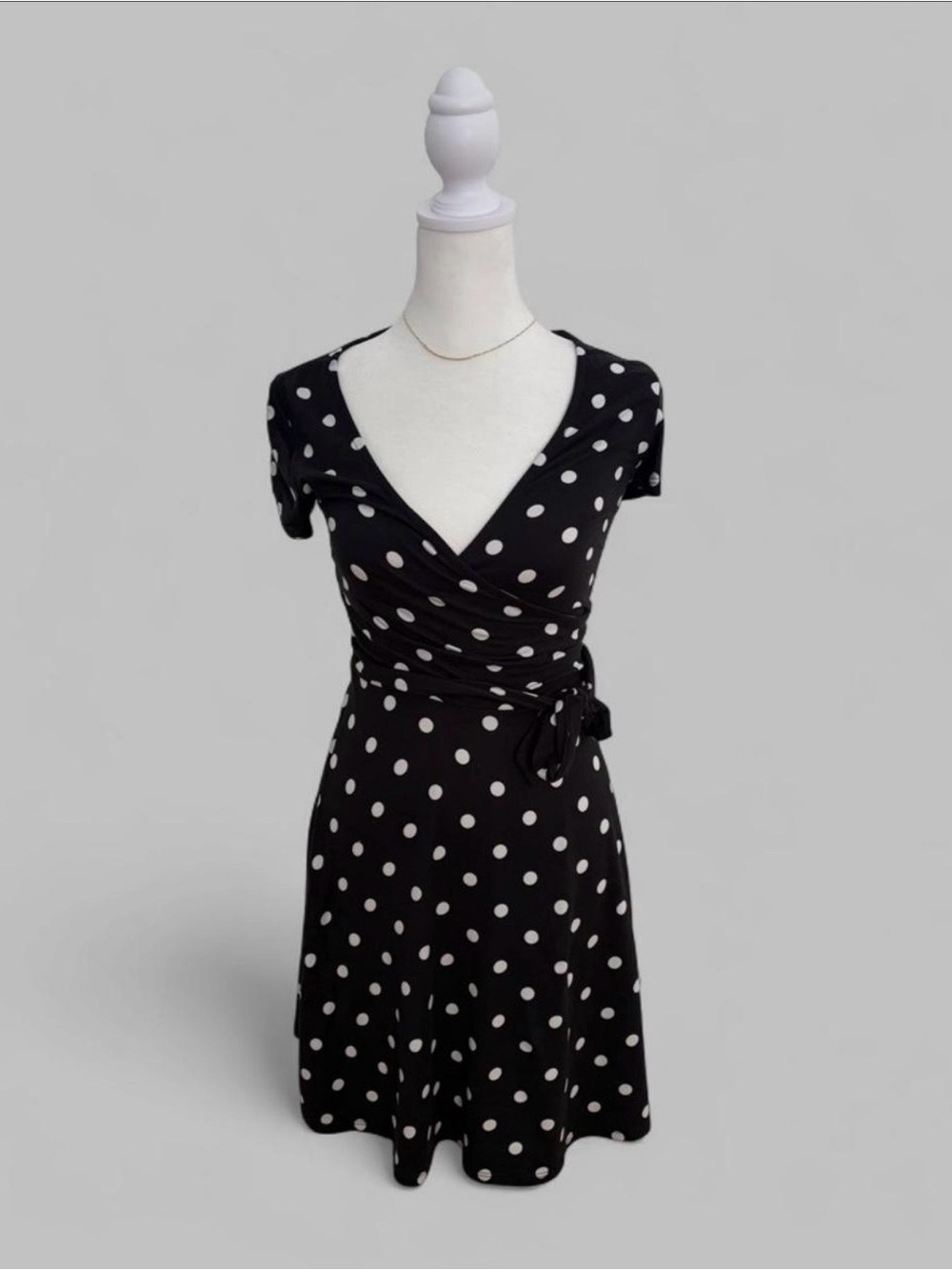 Rebel Sugar Black and White Polka Dot Wrap Mini Dress